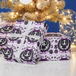 Papier Cadeau Goth fille mignonne violet et noir Noël gothique
