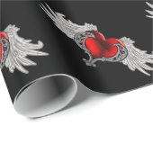 Papier Cadeau Goth Heart avec Ange Wings (Coin rond)