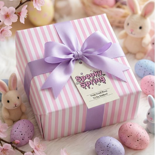Papier Cadeau Goth Pastel Pâques Rose Rayé Alternative
