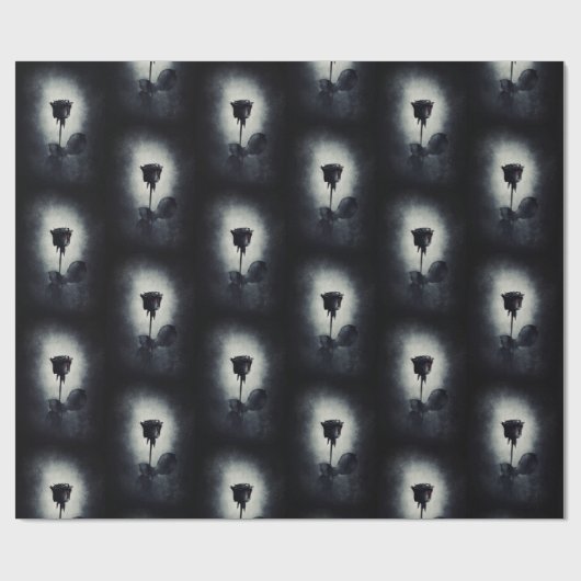 Papier Cadeau Goth Rose noir goutte de sang Motif Macabre (Plat)