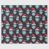 Papier Cadeau Goth Santa Hat Beard Crâne Motif de Noël (Plat)