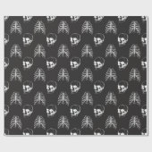 Papier Cadeau Goth Skull squelette noir papier d'emballage  (Plat)