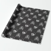 Papier Cadeau Goth Skull squelette noir papier d'emballage  (Déroulé)