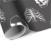 Papier Cadeau Goth Skull squelette noir papier d'emballage  (Coin rond)