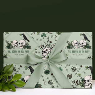 Papier Cadeau Goth St. Patricks Day Crânes floraux Mariage irlan