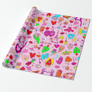 Papier Cadeau goth valentine crâne déplaisant potion du coeur hu