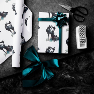Papier Cadeau Goth Vogue   Brasage Turquoise et talon haute de S