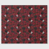 Papier Cadeau Gothic Black Roses and Skulls (Plat)