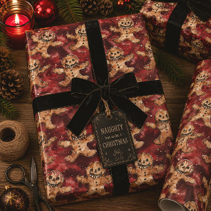 Papier Cadeau Gothic Evil Pain d'épice Noël Épouvantable