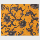 Papier Cadeau Gothic Orange Blossom Floral Wrapping Paper (Plat)