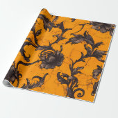 Papier Cadeau Gothic Orange Blossom Floral Wrapping Paper (Déroulé)