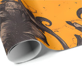 Papier Cadeau Gothic Orange Blossom Floral Wrapping Paper (Coin rond)