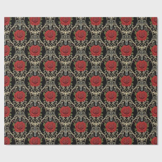 Papier Cadeau Gothic Roses Pattern (Plat)