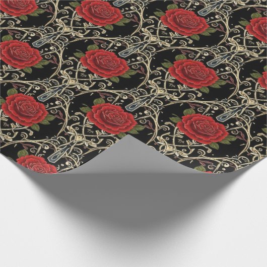 Papier Cadeau Gothic Roses Pattern (Coin)