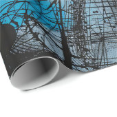 Papier Cadeau Gothique Bleu foncé Noir Rouge Jaune (Coin rond)