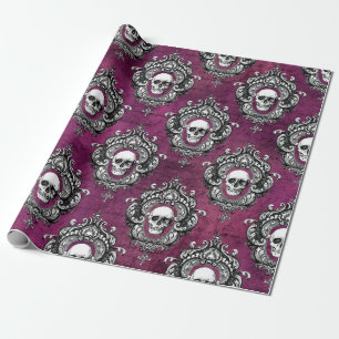 Papier Cadeau Gothique du crâne et du violet