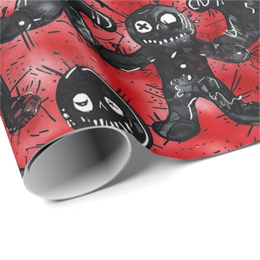 Papier Cadeau Gothique Éffrayant pain d'épices de Noël (Coin rond)