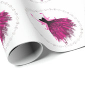 Papier Cadeau Gothique Fairy Fuchsia Gown | Punk Rock rose Magen (Coin rond)