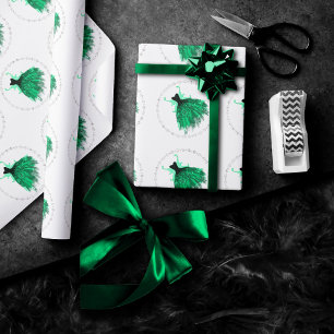 Papier Cadeau Gothique Fairy Turquoise Gown   Fleur verte profon