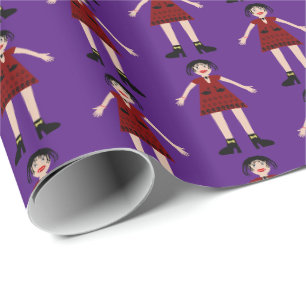 Papier Cadeau Gothique Halloween Vampire Lady Patterned