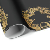 Papier Cadeau Gothique Monogramme crâne | (Coin rond)