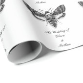 Papier Cadeau Gothique Moth Mariage crâne - Dark Elegant (Coin rond)