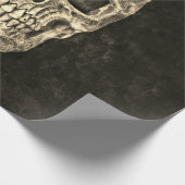 Papier Cadeau Gothique Noir Beige Humain Texture du crâne (Coin)