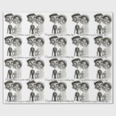 Papier Cadeau Gothique noir blanc marié et la chambre (Plat)