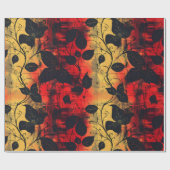 Papier Cadeau Gothique Noir Jaune Rouge (Plat)