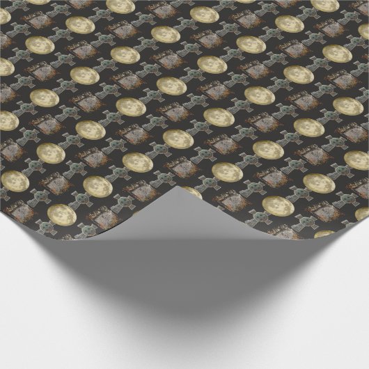 Papier Cadeau Gothique R.I.P. Headstone Celtic Cross Pleine lune (Coin)
