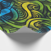 Papier Cadeau Gothique Sombre Sentiment Bleu Vert Jaune (Coin)