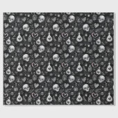 Papier Cadeau Gothique Witchcraft Love Potion Coeurs crâne (Plat)