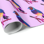 Papier Cadeau ~ Gouldian Finch ~ Art original ~ Purple ~ (Coin rond)