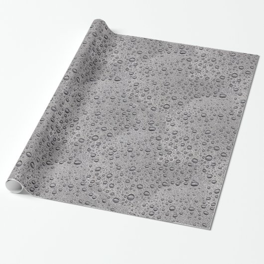 Papier Cadeau gouttelettes d'eau gris (Déroulé)