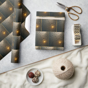 Papier Cadeau gouttes à plume avec lumière dorée