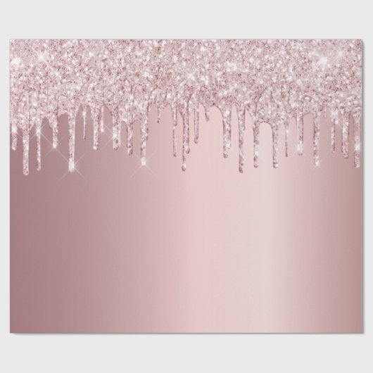 Papier Cadeau Gouttes de paillettes roses pour anniversaire scin (Plat)