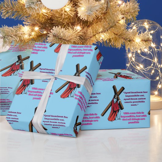 Papier Cadeau Grâce dans la crèche bleu bébé (Vacances)