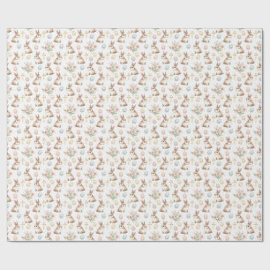 Papier Cadeau Grâce Dorée – Lapin de Pâques à l'aquarelle sans c