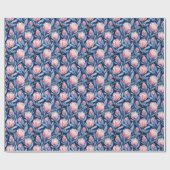 Papier Cadeau Graceful Blue Watercolor Flowers Pattern (Plat)