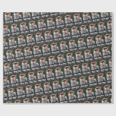 Papier Cadeau Grad année 2024 nom de la photo diplômée noir (Plat)