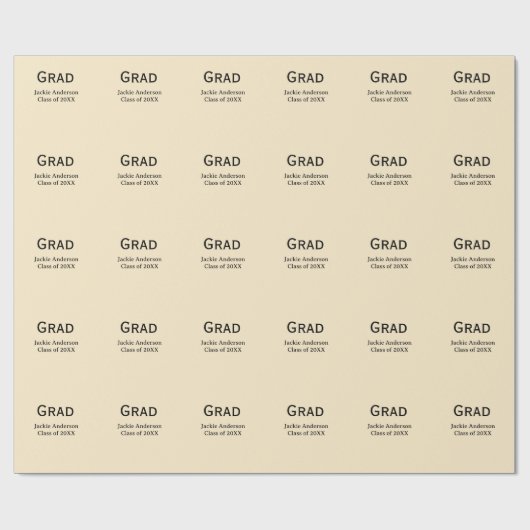 Papier Cadeau Grad bold letter name class of 20XX yellow pastel  (Plat)