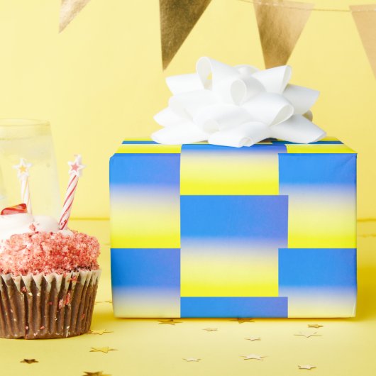 Papier Cadeau Gradient Bleu & Jaune Géométrique Ukraine Inspiré (Fête d'anniversaire)