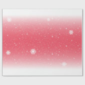 Papier Cadeau Gradient de flocon de neige mignon et festif rouge (Plat)