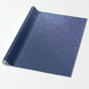 Papier Cadeau gradient diagonal de la Sparkly Navy Blue Glitter