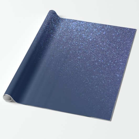 Papier Cadeau gradient diagonal de la Sparkly Navy Blue Glitter (Déroulé)