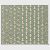 Papier Cadeau Gradient d'or ciselé Heraldique Fleur de lis Sage (Plat)