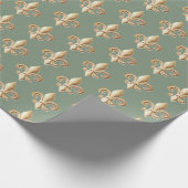 Papier Cadeau Gradient d'or ciselé Heraldique Fleur de lis Sage (Coin)