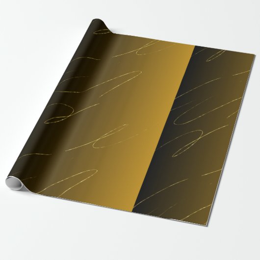 Papier Cadeau Gradient doré noir et Brown (Déroulé)