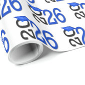 Papier Cadeau Graduation 2025 bleu et noir (Coin rond)