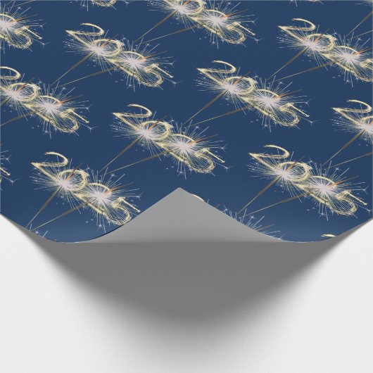 Papier Cadeau Graduation 2025 Sparklers Sur Bleu (Coin)